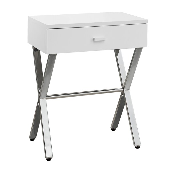 Accent Table - 24"H / Glossy White / Chrome Metal